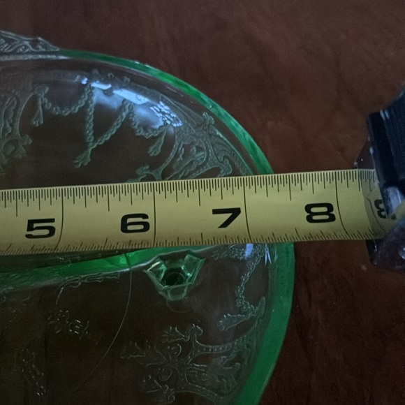 Vintage Anchor Hocking Cameo 3 section green uranium glass trinket/relish dish - Picture 9 of 9